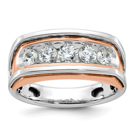 IBGoodman 14k White and Rose Gold Men's Polished and Cut-Out 5-Stone Ring Mounting (B63475-4WR)