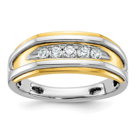 14k Two-tone IBGoodman Men's Polished 5-Stone Ring Mounting (B63527-4WY)