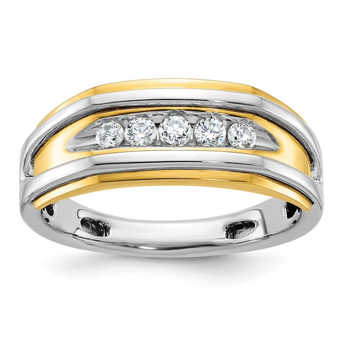14k Two-tone IBGoodman Men's Polished 5-Stone Ring Mounting (B63527-4WY)