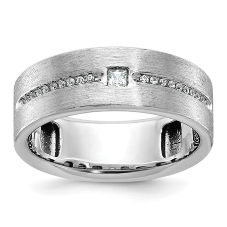 14k White Gold IBGoodman Men's Polished and Satin Ring Mounting (B63650-4W)