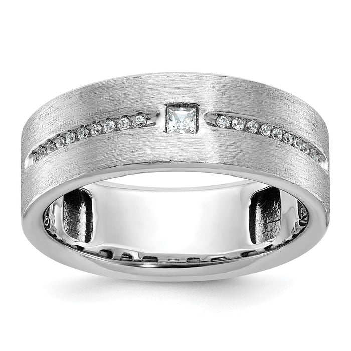 14k White Gold IBGoodman Men's Polished and Satin Ring Mounting (B63650-4W)