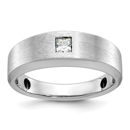 14k White Gold IBGoodman Men's Polished and Satin Diamond Ring Mounting (B63683-4W)