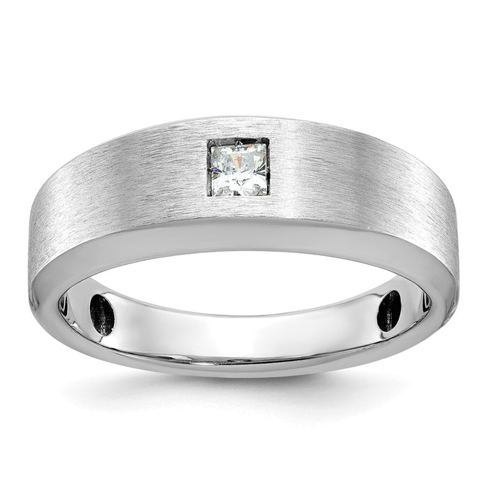 14k White Gold IBGoodman Men's Polished and Satin Diamond Ring Mounting (B63683-4W)