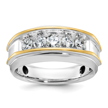 10k Two-tone IBGoodman Men's Polished 5-Stone Ring Mounting (B63686-0WY)