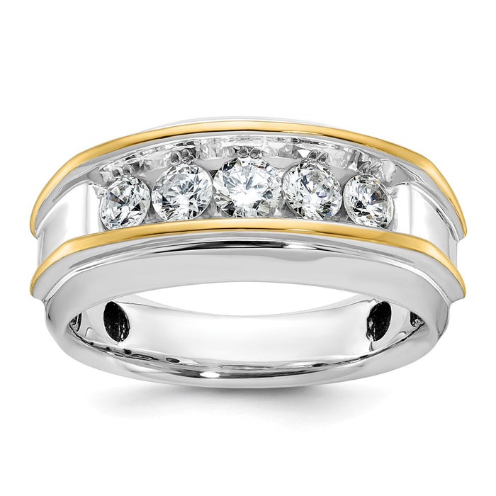 10k Two-tone IBGoodman Men's Polished 5-Stone Ring Mounting (B63686-0WY)