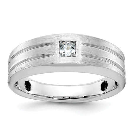 14k White Gold IBGoodman Men's Polished and Satin Diamond Ring Mounting (B63688-4W)