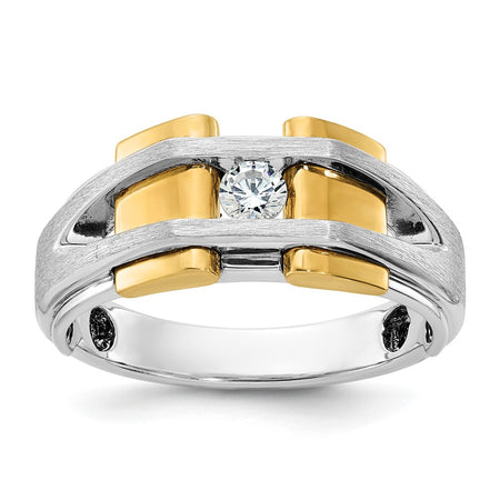14k Two-tone IBGoodman Men's Polished and Satin Diamond Ring Mounting (B63726-4WY)
