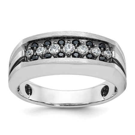 IBGoodman 10k White Gold Men's Polished Satin and Grooved Ring Mounting (B63728-0W)