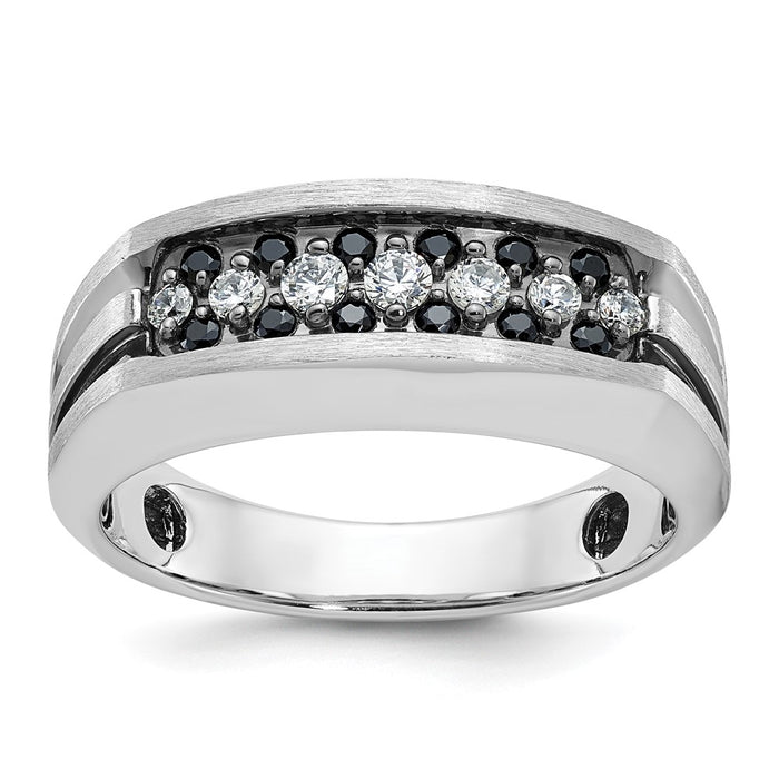 IBGoodman 14k White Gold Men's Polished Satin and Grooved Ring Mounting (B63728-4W)