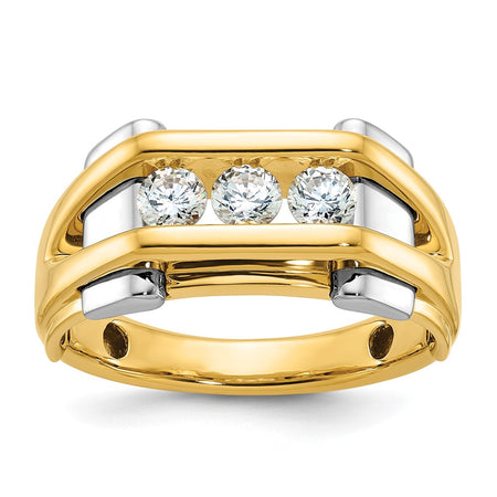 14k Two-tone IBGoodman Men's Polished 3-Stone Ring Mounting (B63737-4YW)
