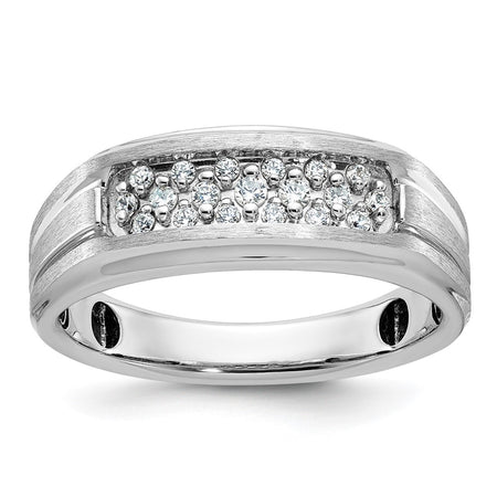 IBGoodman 14k White Gold Men's Polished Satin and Grooved Ring Mounting (B63754-4W)