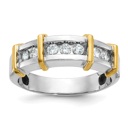 14k Two-tone IBGoodman Men's Polished 7-Stone Ring Mounting (B63763-4WY)
