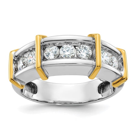 14k Two-tone IBGoodman Men's Polished 7-Stone Ring Mounting (B63773-4WY)