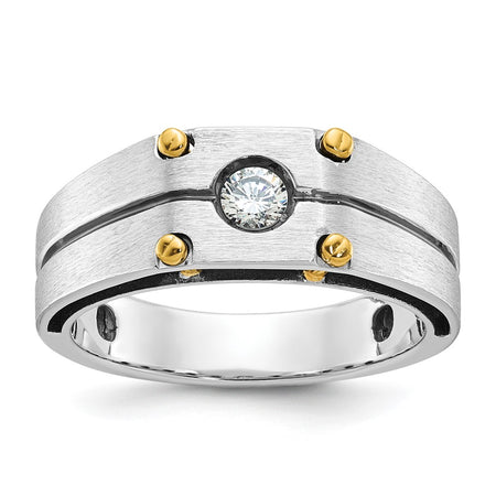 14k Two-tone IBGoodman Men's Polished and Satin Diamond Ring Mounting (B63783-4WY)
