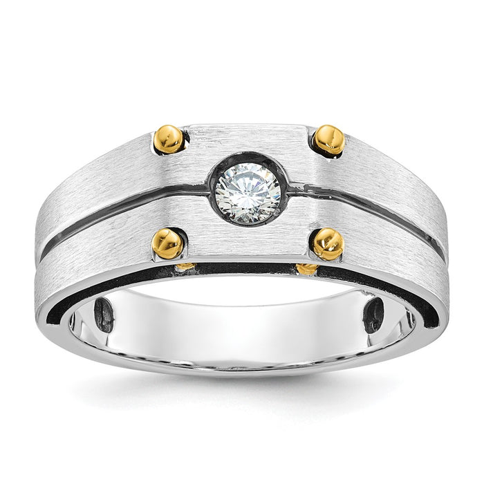 14k Two-tone IBGoodman Men's Polished and Satin Diamond Ring Mounting (B63783-4WY)