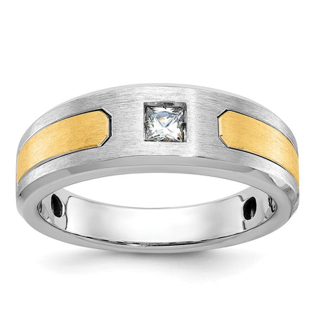 14k Two-tone IBGoodman Men's Polished and Satin Diamond Ring Mounting (B63791-4WY)