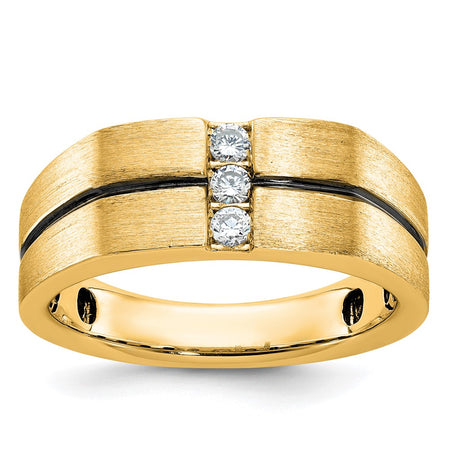 10k IBGoodman Men's Satin and Grooved 3-Stone Ring Mounting (B63794-0Y)