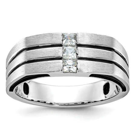 14k White Gold IBGoodman Men's Polished and Satin Diamond Ring Mounting (B63803-4W)