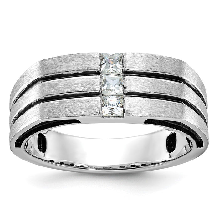14k White Gold IBGoodman Men's Polished and Satin Diamond Ring Mounting (B63803-4W)