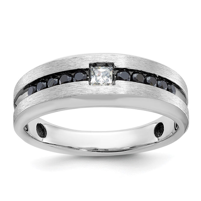 14k White Gold IBGoodman Men's Polished and Brushed Diamond Ring Mounting (B63819-4W)