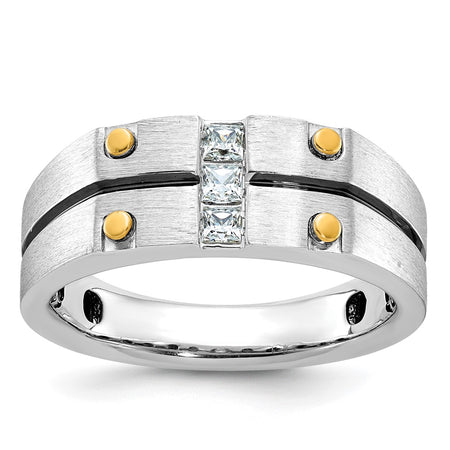 14k Two-tone IBGoodman Men's Polished and Satin Diamond Ring Mounting (B63826-4WY)