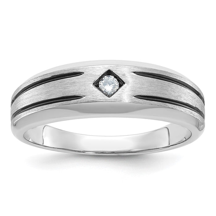 14k White Gold IBGoodman Men's Polished and Satin Diamond Ring Mounting (B63844-4W)