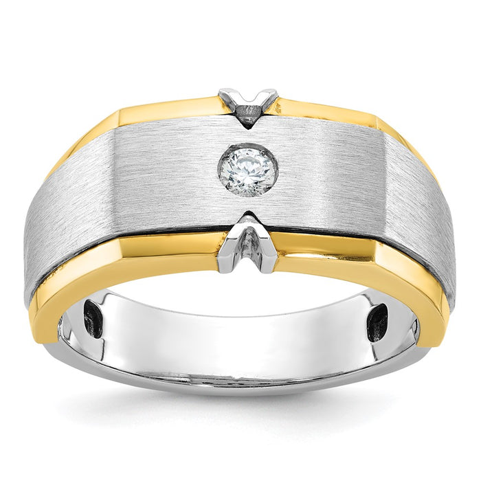 14k Two-tone IBGoodman Men's Polished and Satin Diamond Ring Mounting (B63856-4YW)