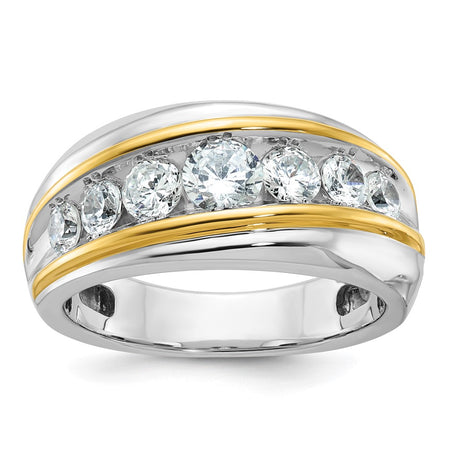 IBGoodman 14k Two-tone Men's Polished and Grooved 7-Stone Ring Mounting (B63864-4WY)