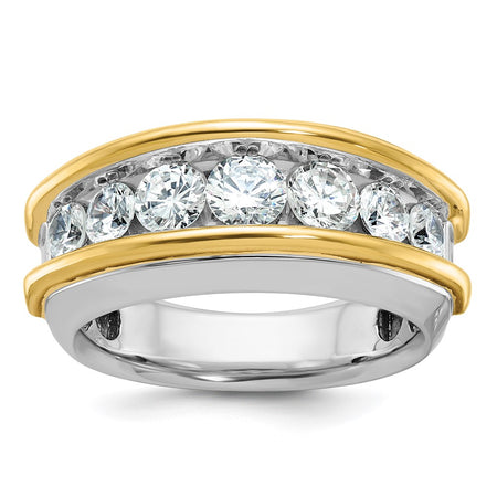 14k Two-tone IBGoodman Men's Polished 7-Stone Ring Mounting (B63866-4WY)