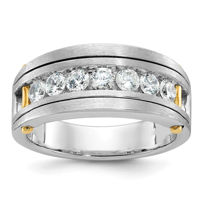 IBGoodman 14k Two-tone Men's Polished Satin and Grooved 7-Stone Ring Mounting (B63871-4WY)