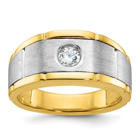 14k Two-tone IBGoodman Men's Polished and Satin Diamond Ring Mounting (B63905-4YW)
