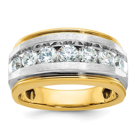 IBGoodman 14k Men's Polished Satin and Grooved 7-Stone Ring Mounting (B63942-4Y)