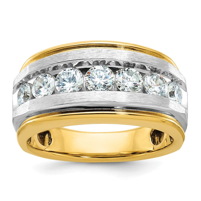 IBGoodman 14k Men's Polished Satin and Grooved 7-Stone Ring Mounting (B63942-4Y)