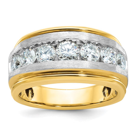 IBGoodman 14k Men's Polished Satin and Grooved 7-Stone Ring Mounting (B63943-4Y)
