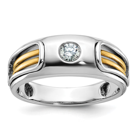 14k Two-tone IBGoodman Men's Polished and Cut-Out Ring Mounting (B63971-4WY)