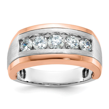 IBGoodman 14k White and Rose Gold Men's Polished and Satin 5-Stone Ring Mounting (B63982-4WR)