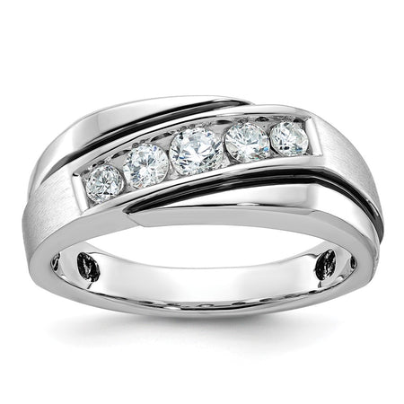 10k White Gold Men's Polished Satin and Grooved Ring Mounting (B63999-0W)