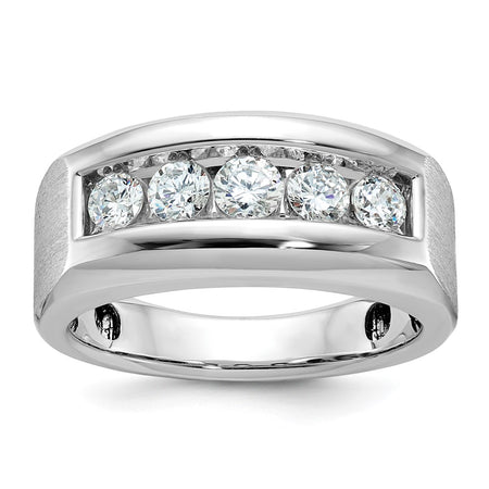 IBGoodman 14k White Gold Men's Polished and Satin 5-Stone Ring Mounting (B64008-4W)