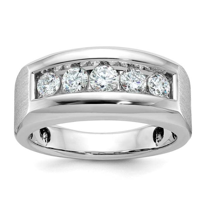 IBGoodman 14k White Gold Men's Polished and Satin 5-Stone Ring Mounting (B64008-4W)