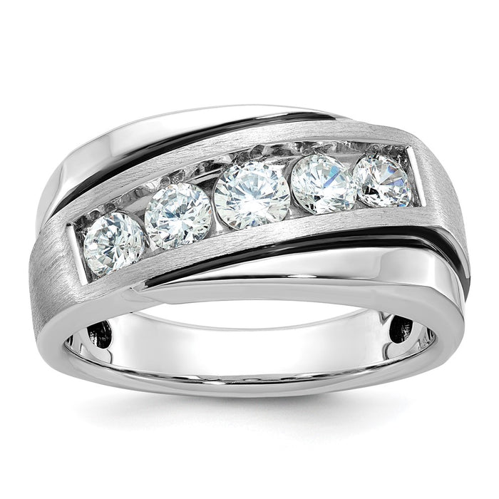 10k White Gold Men's Polished Satin and Grooved Ring Mounting (B64010-0W)