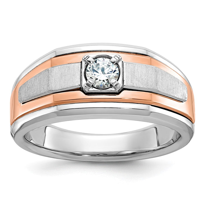 14k Two-tone White/Rose Gold IBGoodman Men's Satin Diamond Ring Mounting (B64028-4WR)