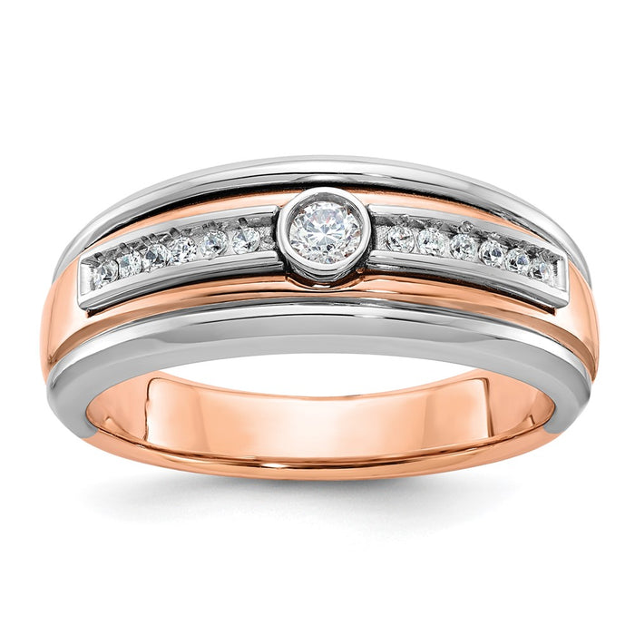 14k Two-tone White/Rose Gold IBGoodman Men's Diamond Ring Mounting (B64030-4RW)