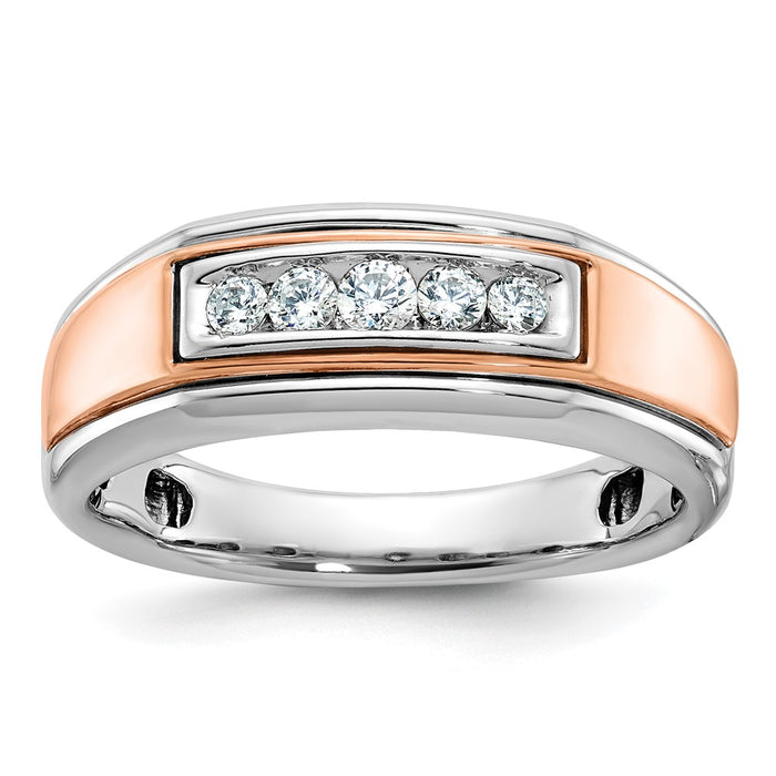IBGoodman 10k White and Rose Gold Men's Polished 5-Stone Ring Mounting (B64036-0WR)