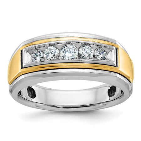 14k Two-tone IBGoodman Men's Polished 5-Stone Ring Mounting (B64037-4WY)