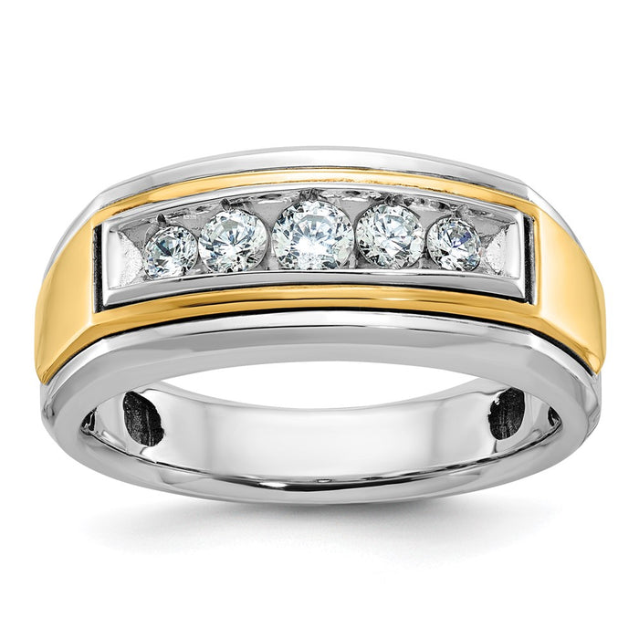 14k Two-tone IBGoodman Men's Polished 5-Stone Ring Mounting (B64037-4WY)