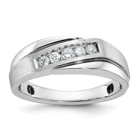 IBGoodman 14k White Gold Polished Satin and Grooved Men's Ring Mounting (B64038-4W)
