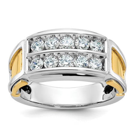 14k Two-tone IBGoodman Men's Polished & Cut-Out 2-Row Ring Mounting (B64053-4WY)