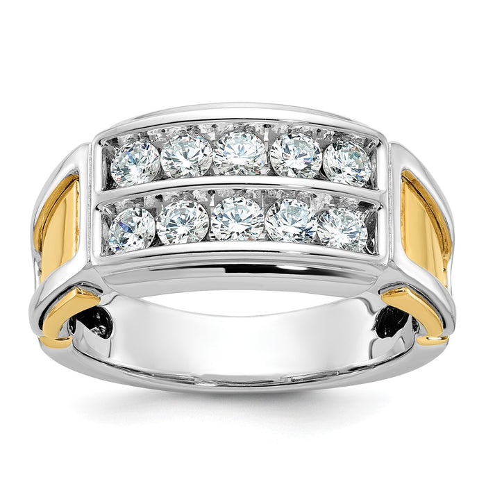 14k Two-tone IBGoodman Men's Polished & Cut-Out 2-Row Ring Mounting (B64053-4WY)