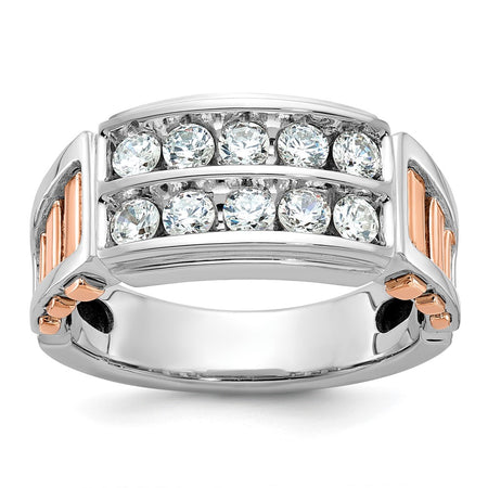 IBGoodman 14k White and Rose Gold Men's Polished and Cut-Out 2-Row Ring Mounting (B64054-4WR)