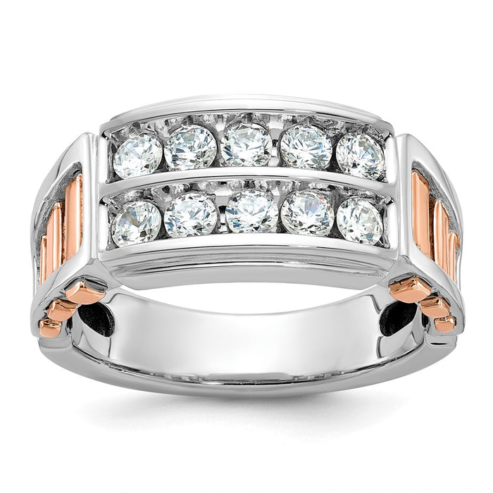 IBGoodman 14k White and Rose Gold Men's Polished and Cut-Out 2-Row Ring Mounting (B64054-4WR)